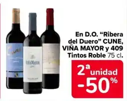 Carrefour Cune viña mayor y 409 tintos roble oferta
