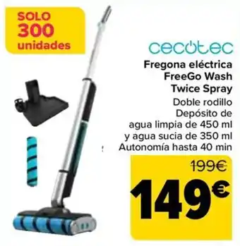 Carrefour cecotec fregona eléctrica freego wash twice spray oferta