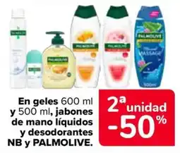 Carrefour Nb y palmolive geles y jabones de mano líquidos y desodorantes oferta