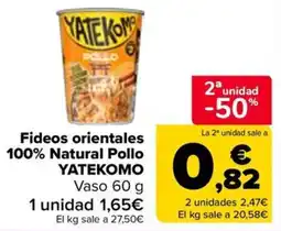 Carrefour Yatekomo fideos orientales 100% natural pollo oferta