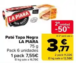Carrefour La Piara paté tapa negra oferta