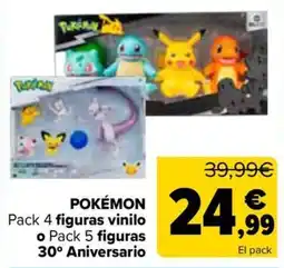 Carrefour Pokémon Pack 4 figuras vinilo o Pack 5 figuras 30º Aniversario oferta