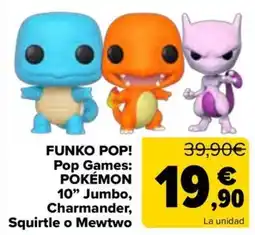 Carrefour Funko Pop! Pop Games: Pokémon 10" Jumbo, Squirtle o Mewtwo oferta