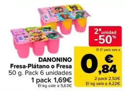 Carrefour Market Danonino fresa-plátano o fresa oferta