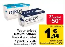 Carrefour Market Yogur griego Natural OIKOS oferta