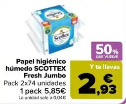 Carrefour scottex papel higiénico húmedo fresh jumbo oferta