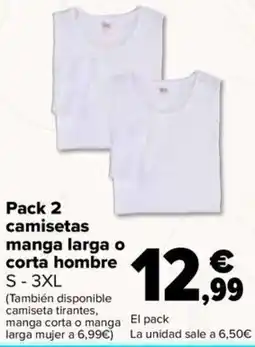 Carrefour Pack 2 camisetas manga larga o corta hombre oferta