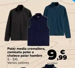 Carrefour Polar media cremallera, camiseta polar o chaleco polar hombre oferta