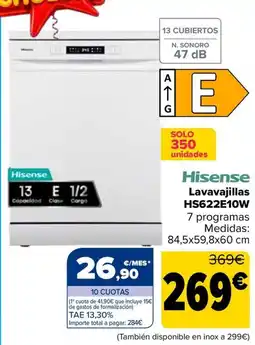 Carrefour Hisense lavavajillas hs622e10w oferta