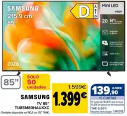 Carrefour Samsung tv 85" tu85m80hauxxc oferta