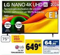 Carrefour LG NANO 4K UHD AI TV 75" oferta