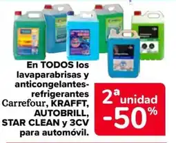 Carrefour Carrefour, KRAFFT, AUTOBRILL, STAR CLEAN y 3CV lavaparabrisas y anticongelantes-refrigerantes para automóvil oferta