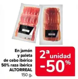 Carrefour Market Altoreal en jamón y paleta de cebo ibérico 50% raza ibérica oferta