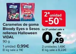 Carrefour Market Vidal caramelo de goma bloody eyes o sesos rellenos halloween oferta