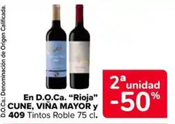 Carrefour Market Cune, Viña Mayor y 409 Tintos Roble oferta