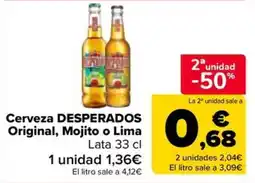 Carrefour Market Cerveza Desperados Original, Mojito o Lima oferta