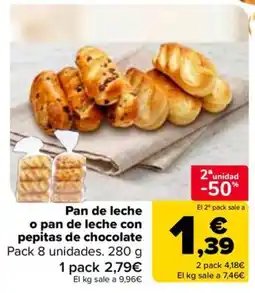 Carrefour Market Pan de leche o pan de leche con pepitas de chocolate oferta