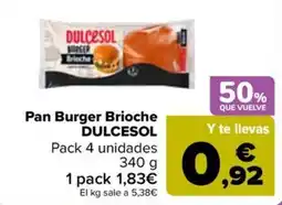 Carrefour Market Dulcesol pan burger brioche oferta