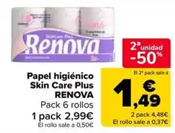 Carrefour Market Renova papel higiénico skin care plus oferta