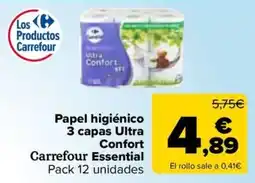 Carrefour Market Carrefour Essential papel higiénico 3 capas Ultra Confort oferta