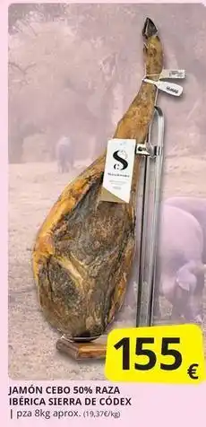 Supermercados MAS Sierra de codes - jamon cebo 50% raza iberica oferta