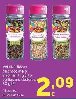 HiperDino Vahiné - fideos de chocolate o arco iris o bolitas multicolores oferta