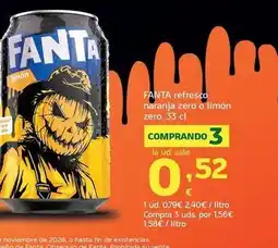 HiperDino Fanta - refresco naranja zero o limón zero oferta