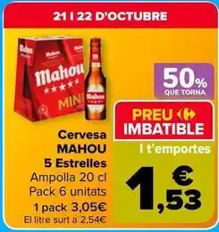 Carrefour Market Mahou - cervesa 5 estrelles oferta