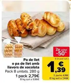 Carrefour Market Pa de llet o pa de llet amb llavors de xocolata oferta