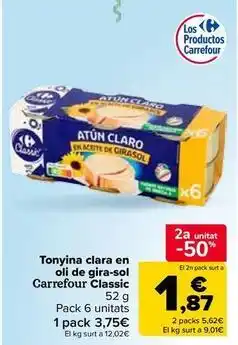 Carrefour Market Carrefour - tonyina clara en oli de gira-sol classic oferta