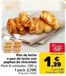 Carrefour Market Pan de leche o pan de leche con pepitas de chocolate oferta