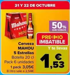 Carrefour Market Mahou - cerveza 5 estrellas oferta