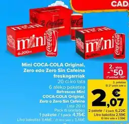 Carrefour Market Coca-cola - mini original, zero o zero sin cafeina freskagarriak oferta