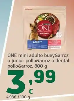 HiperDino one mini adulto buey&arroz o junior pollo&arroz o dental pollo&arroz oferta