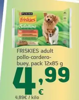 HiperDino Friskies adult pollo-cordero-buey oferta