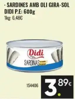 Family Cash Didi sardines amb oli gira-sol oferta