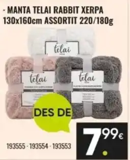 Family Cash Telai manta rabbit xerpa oferta