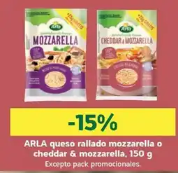 HiperDino Arla queso rallado mozzarella o cheddar & mozzarella oferta