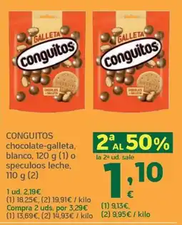 HiperDino Conguitos chocolate-galleta, blanco, speculoos leche oferta