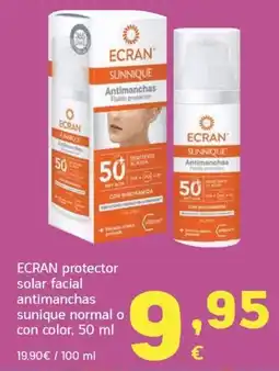HiperDino Ecran protector solar facial antimanchas sunique normal o con color oferta