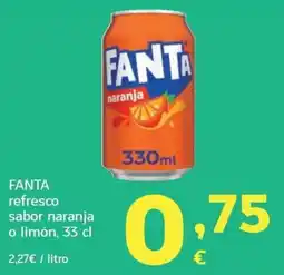 HiperDino Fanta refresco sabor naranja o limón oferta