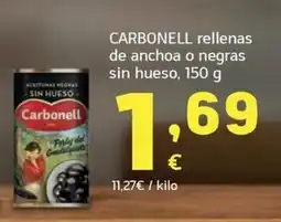 HiperDino Carbonell rellenas de anchoa o negras oferta