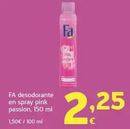 HiperDino Fa desodorante en spray pink passion oferta