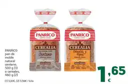 HiperDino Panrico pan de molde natural centeno oferta