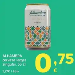 HiperDino Alhambra cerveza lager singular oferta