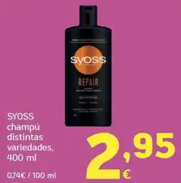 HiperDino syoss champú distintas variedades oferta