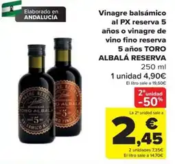 Carrefour Toro Albala vinagre balsamico al px reserva 5 años oferta