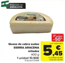 Carrefour Sierra Aracena queso de cabra sudao mitades oferta