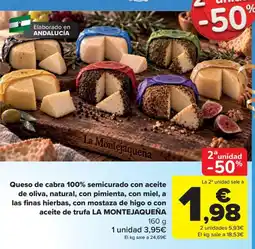 Carrefour La Montejaqueña queso de cabra oferta