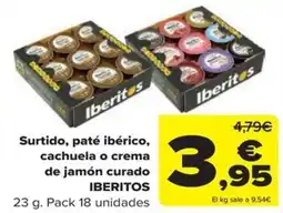 Carrefour Iberitos surtido paté ibérico cachuela o crema de jamón curado oferta